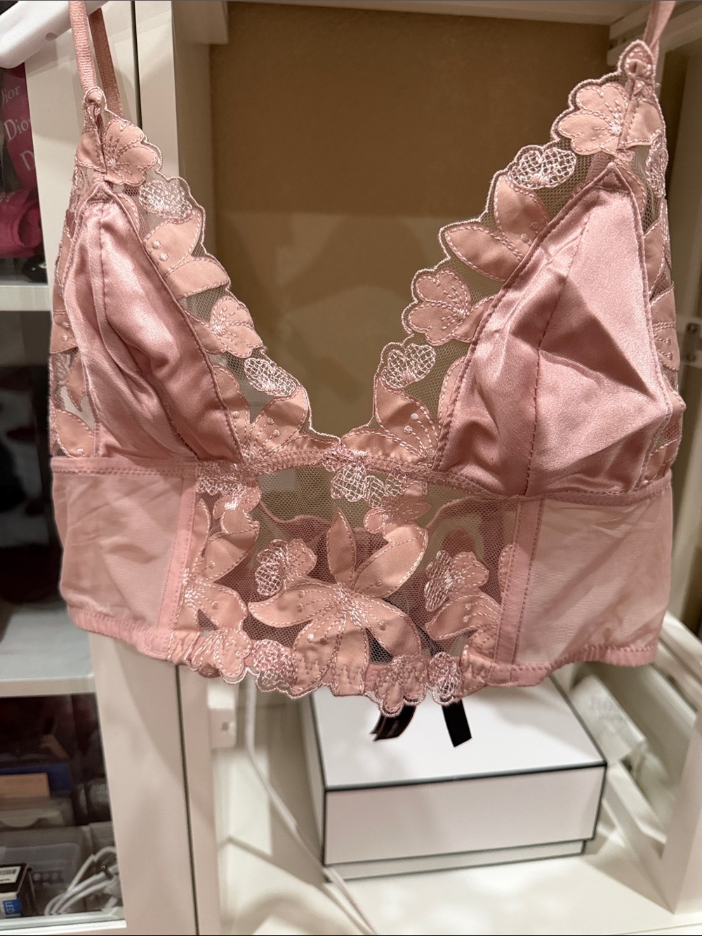 Victoria's Secret Blush Pink Floral Lace Longline Bralette